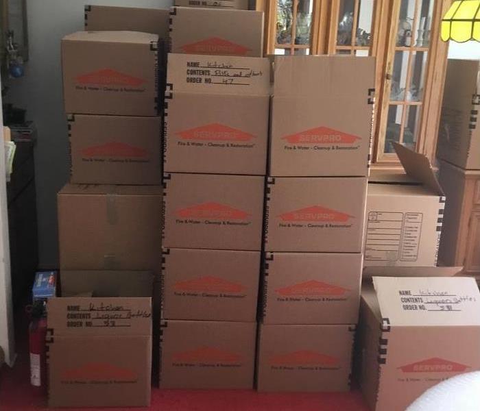 Stack of SERVPRO boxes